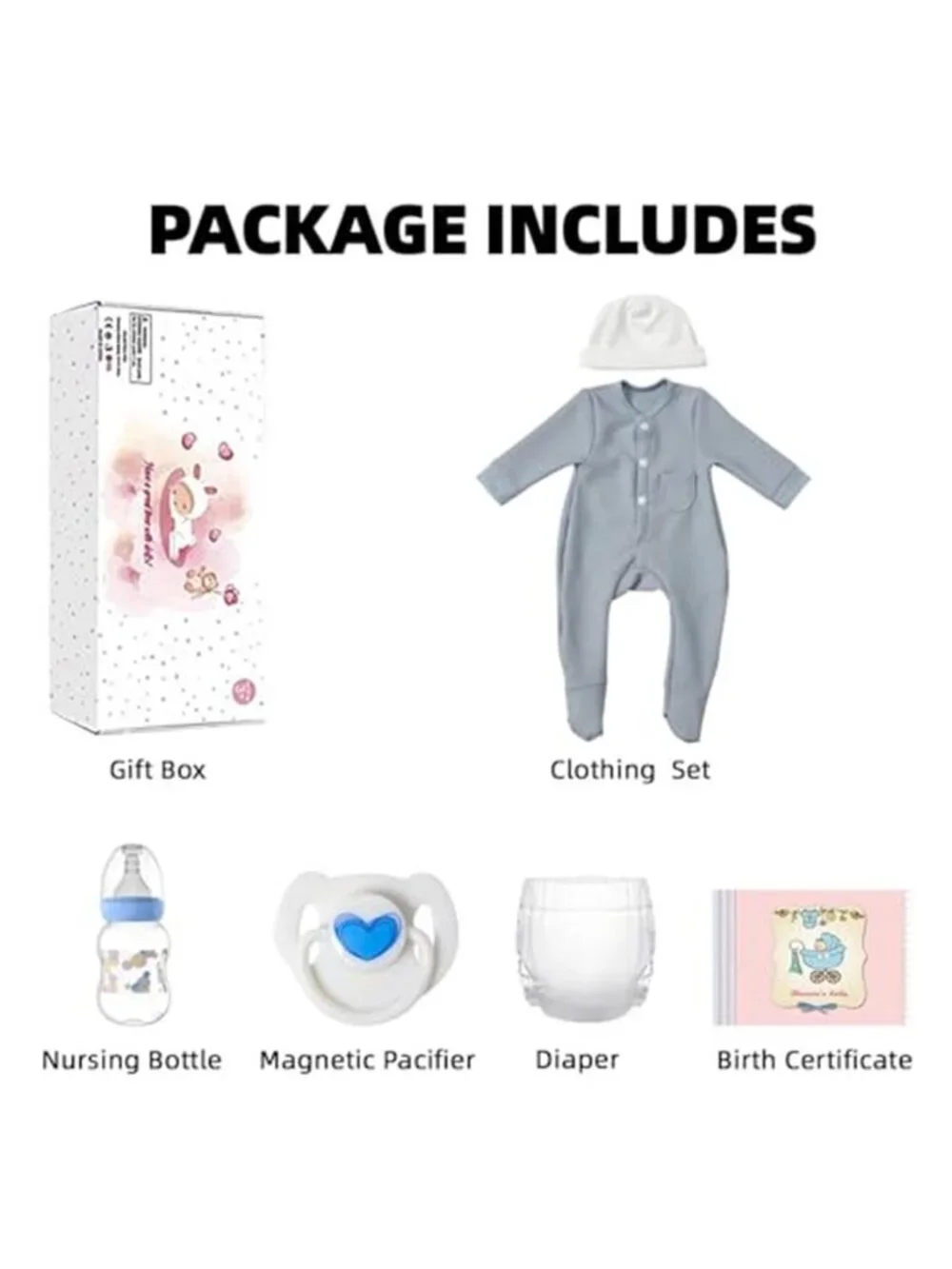 18 Inch Realistic Reborn Baby Boy Doll Full Body Vinyl Complete Gift Box Set